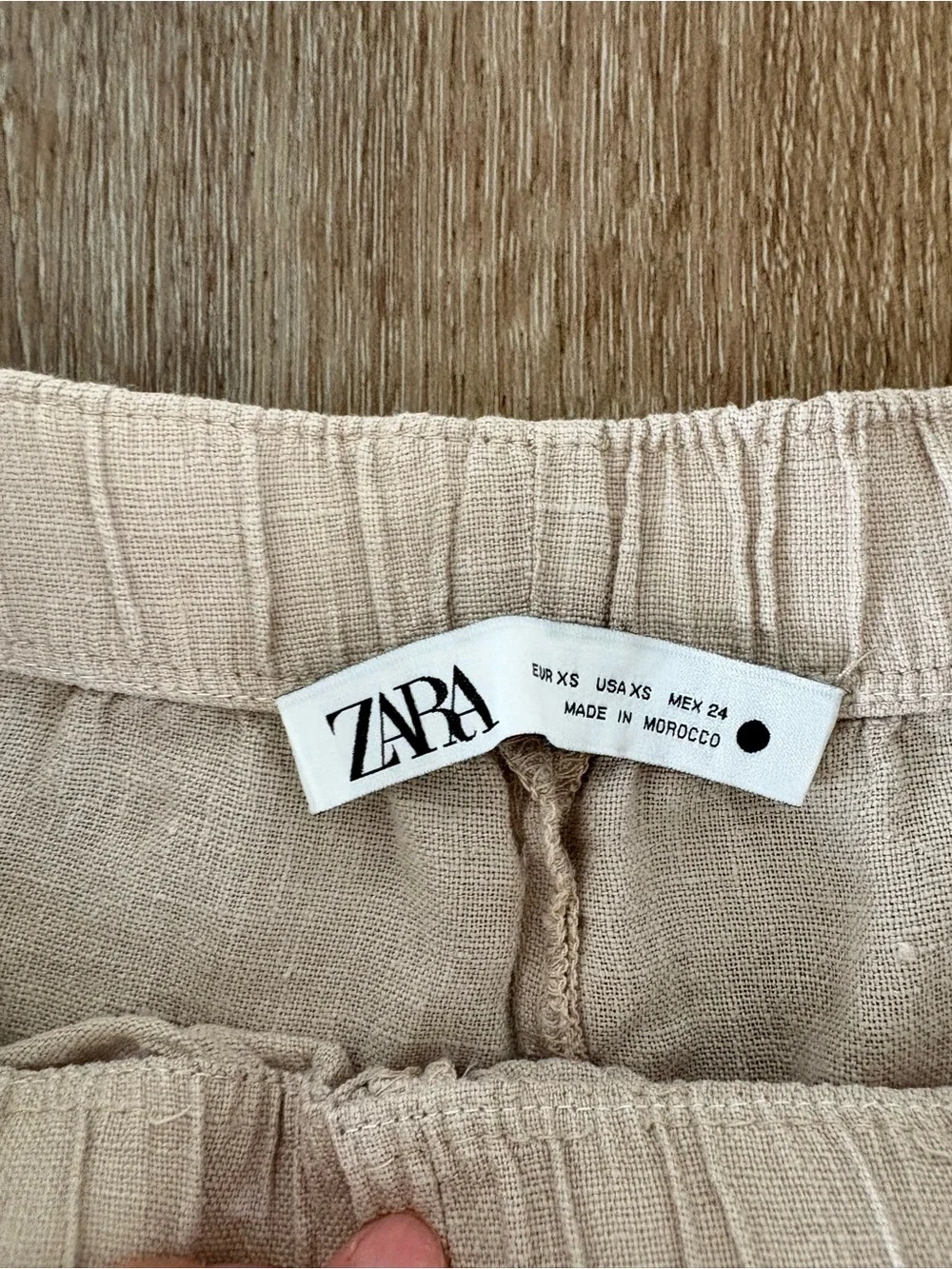 Zara Linen Wide-Leg Palazzo Drawstring Pants in Natural Size: XS /